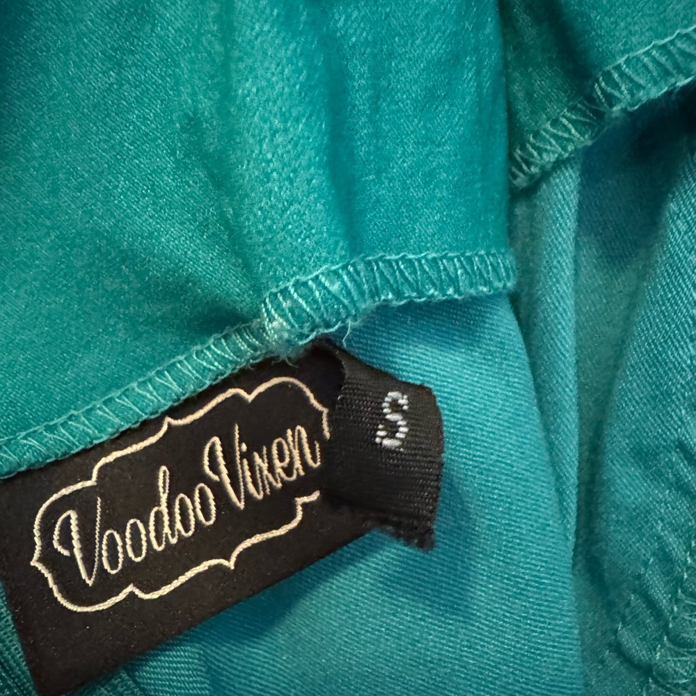 Voodoo Vixen Teal Dress with White Details - Picture 7 of 10